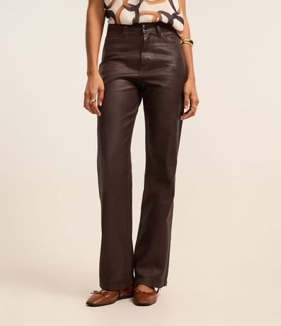 Pantalón Recto en Jeans Resinado con Cintura Alta 3