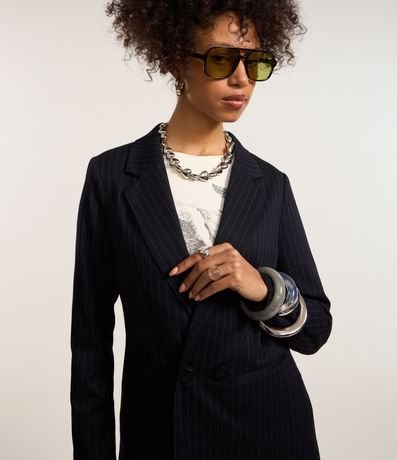 Blazer Alargado en Sastrería con Rayas y Botones 3