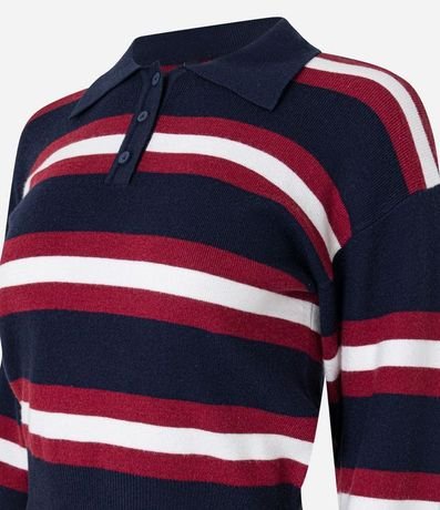 Suéter en Punto con Rayas y Cuello Polo 2