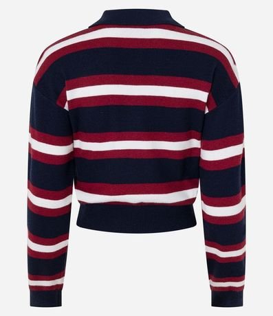 Suéter en Punto con Rayas y Cuello Polo 3