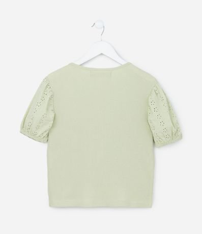 Blusa Infantil en Rib con Broderie en la Manga - Talle 5 a 14 años 2
