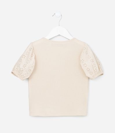 Blusa Infantil en Rib con Broderie en la Manga - Talle 5 a 14 años 2