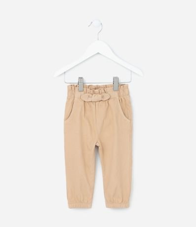 Pantalón Infantil en Terciopelo con Moña en la Cintura - Talle 3 a 18 meses