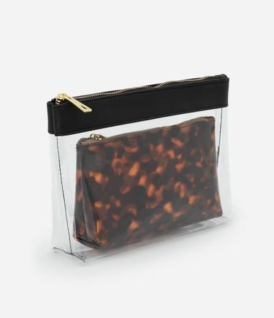 Kit 02 Neceser con Transparencia y Estampa Animal Print Tortuga