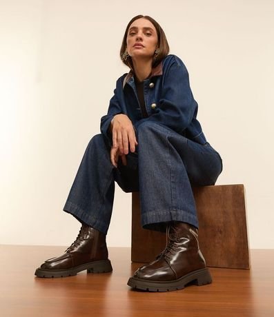 Bota Combat en PU con Cordón y Puntera Redonda 6