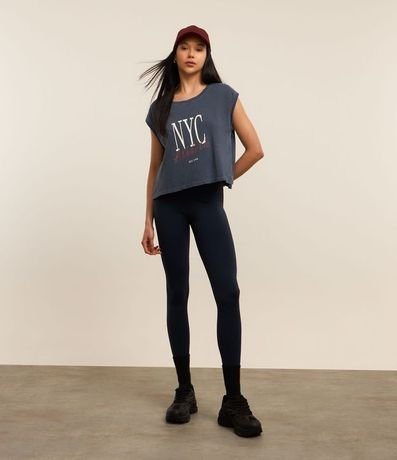 Remera Boxy deportiva en Algodón desteñido con Estampa NYC Athletic 2