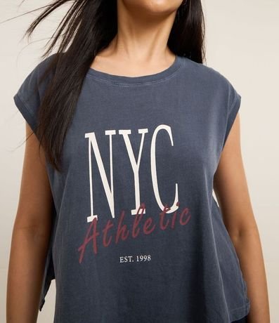 Remera Boxy deportiva en Algodón desteñido con Estampa NYC Athletic 3