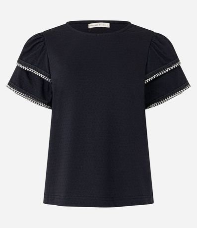 Blusa en Algodón con Detalle en Efecto Ganchillo en la Manga 6