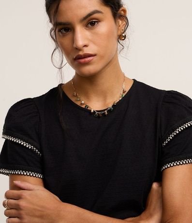 Blusa en Algodón con Detalle en Efecto Ganchillo en la Manga 4