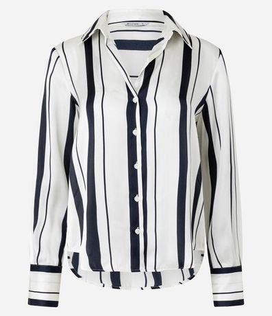 Camisa Satinada con Rayas y Vista con Botones 7