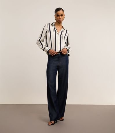 Camisa Satinada con Rayas y Vista con Botones 2