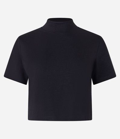 Blusa T-Shirt Cropped en Algodón con Cuello Alto 6