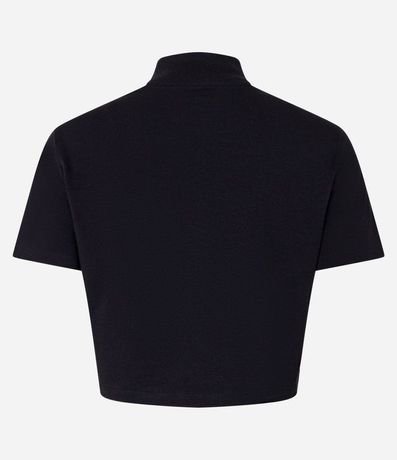 Blusa T-Shirt Cropped en Algodón con Cuello Alto 7
