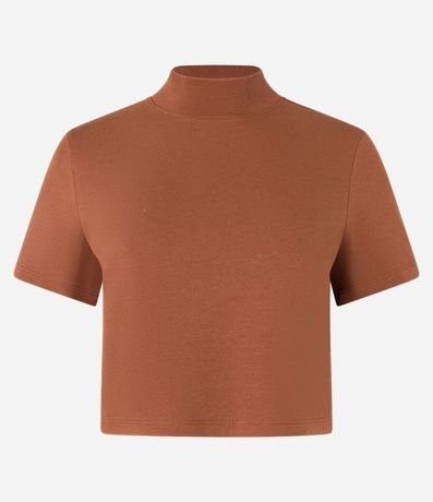 Blusa T-Shirt Cropped en Algodón con Cuello Alto 4