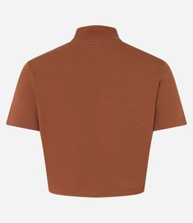 Blusa T-Shirt Cropped en Algodón con Cuello Alto 5