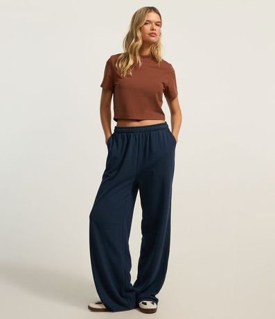 Blusa T-Shirt Cropped en Algodón con Cuello Alto 3