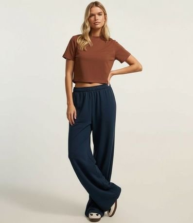 Blusa T-Shirt Cropped en Algodón con Cuello Alto 4