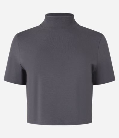 Blusa T-Shirt Cropped en Algodón con Cuello Alto 4