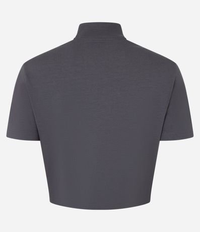 Blusa T-Shirt Cropped en Algodón con Cuello Alto 5