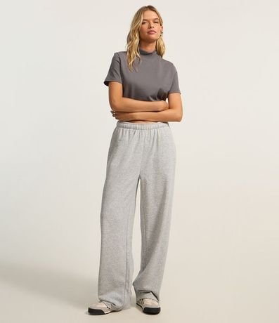 Blusa T-Shirt Cropped en Algodón con Cuello Alto 3