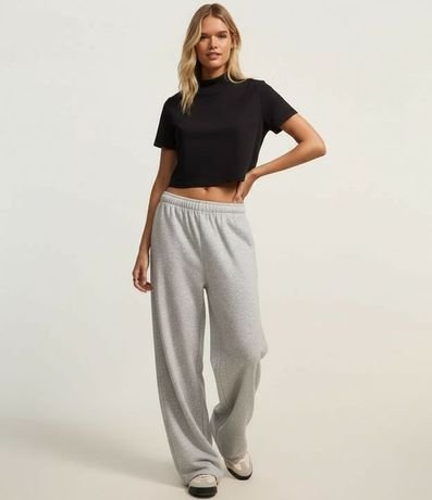 Blusa T-Shirt Cropped en Algodón con Cuello Alto 4