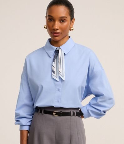 Camisa Oversized en Tricolina con Pañuelo Estampado 2