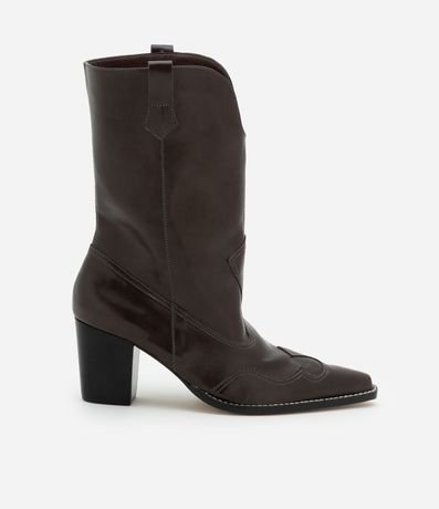 Bota Western en PU con Detalles Pespuntados