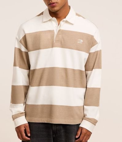 Camisa Polo en Algodón con Estampa de Rayas y Lettering 3