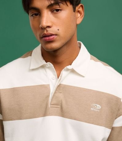 Camisa Polo en Algodón con Estampa de Rayas y Lettering 4