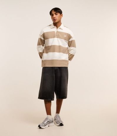 Camisa Polo en Algodón con Estampa de Rayas y Lettering 5