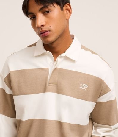 Camisa Polo en Algodón con Estampa de Rayas y Lettering 6