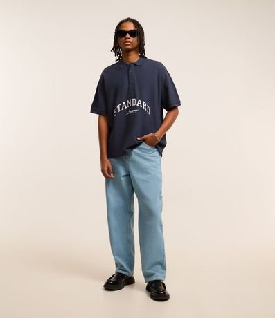 Camisa Polo Boxy en Algodón con Bordado Lettering y Sisa Deslocada 2