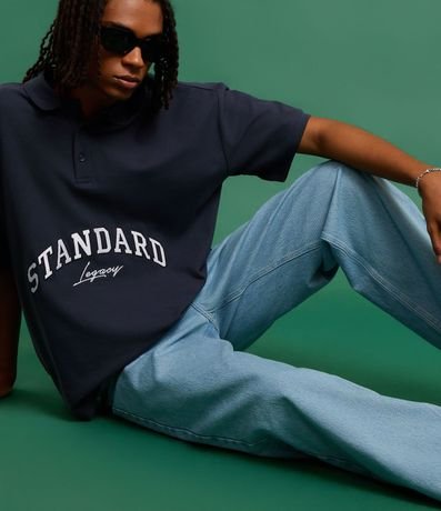 Camisa Polo Boxy en Algodón con Bordado Lettering y Sisa Deslocada 3