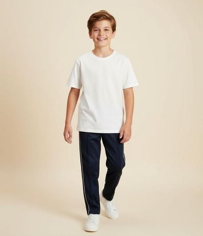 Pantalón Infantil Recto en Microfibra con Piping - Talle 5 A 14 años