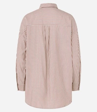 Camisa Alargada en Tricolina Rayada y Puño Largo 6