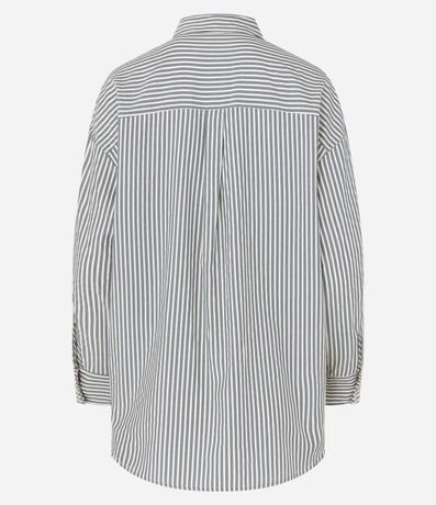 Camisa Alargada en Tricolina Rayada y Puño Largo 6