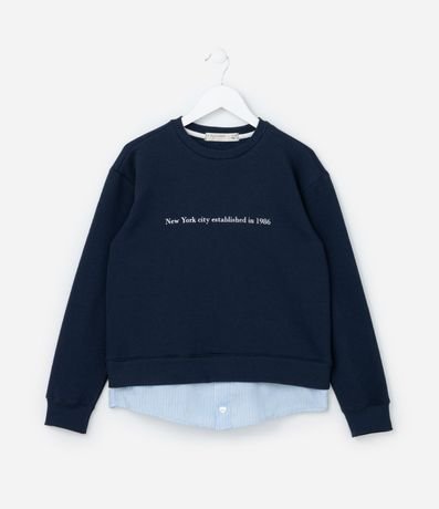 Buzo Infantil con Bajo Diferenciado y Lettering Nova York - Talle 5 a 14 años