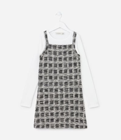 Vestido Infantil en Tweed con Superposición - Talle 5 a 14 años