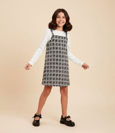 Vestido Infantil en Tweed con Superposición - Talle 5 a 14 años 2