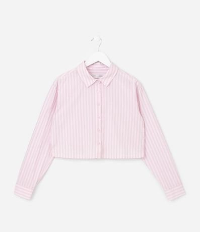 Camisa Corta Infantil en Tricolina con Rayas a Hilo Teñido - Talle 5 a 14 años 2