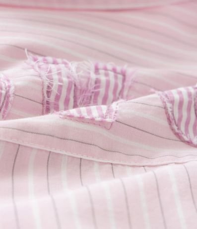 Camisa Corta Infantil en Tricolina con Rayas a Hilo Teñido - Talle 5 a 14 años 4