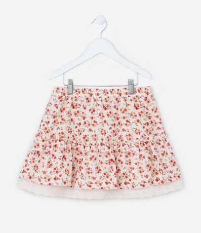 Pollera Infantil con Encaje y Estampa Floral - Talle 5 a 14 años 3
