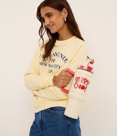 Vaso de Metal con Pajita Reutilizable con Estampa Frutilla 1,2l 6