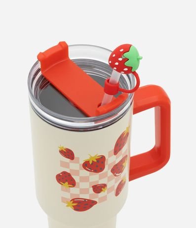 Vaso de Metal con Pajita Reutilizable con Estampa Frutilla 1,2l 3