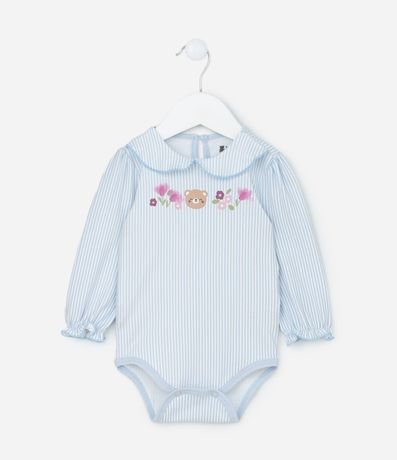 Body Infantil con Cuello Muñeca y Estampa Rayada - Talle 0 a 18 meses