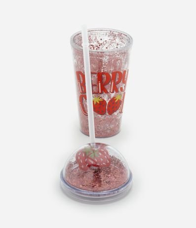 Vaso Sundae en Plástico con Estampa de Frutillas y Pajita 450 ml 2