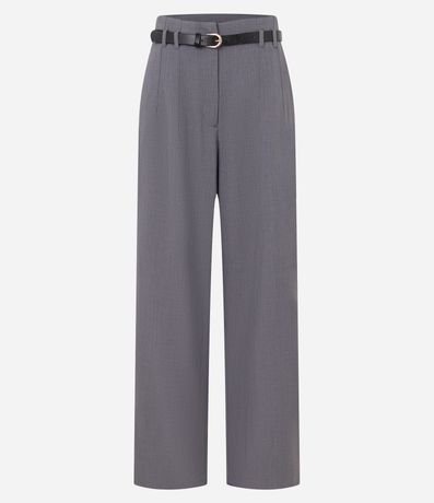 Pantalón Recto Sastre Cintura Alta con Cinturón Fino de PU 5