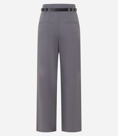 Pantalón Recto Sastre Cintura Alta con Cinturón Fino de PU 6