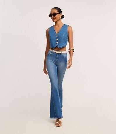 Chaleco en Jeans con Botones y Bajo en V 3