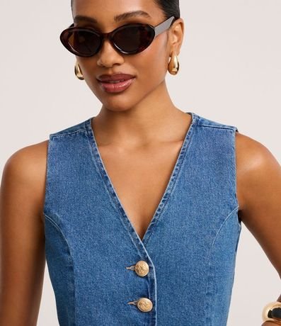 Chaleco en Jeans con Botones y Bajo en V 4